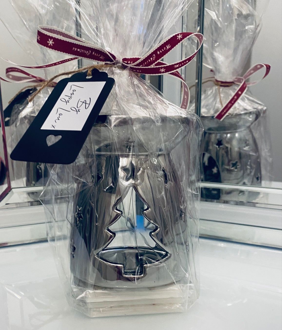 Gift Set Silver Christmas Tree Cut Out Wax Warmer