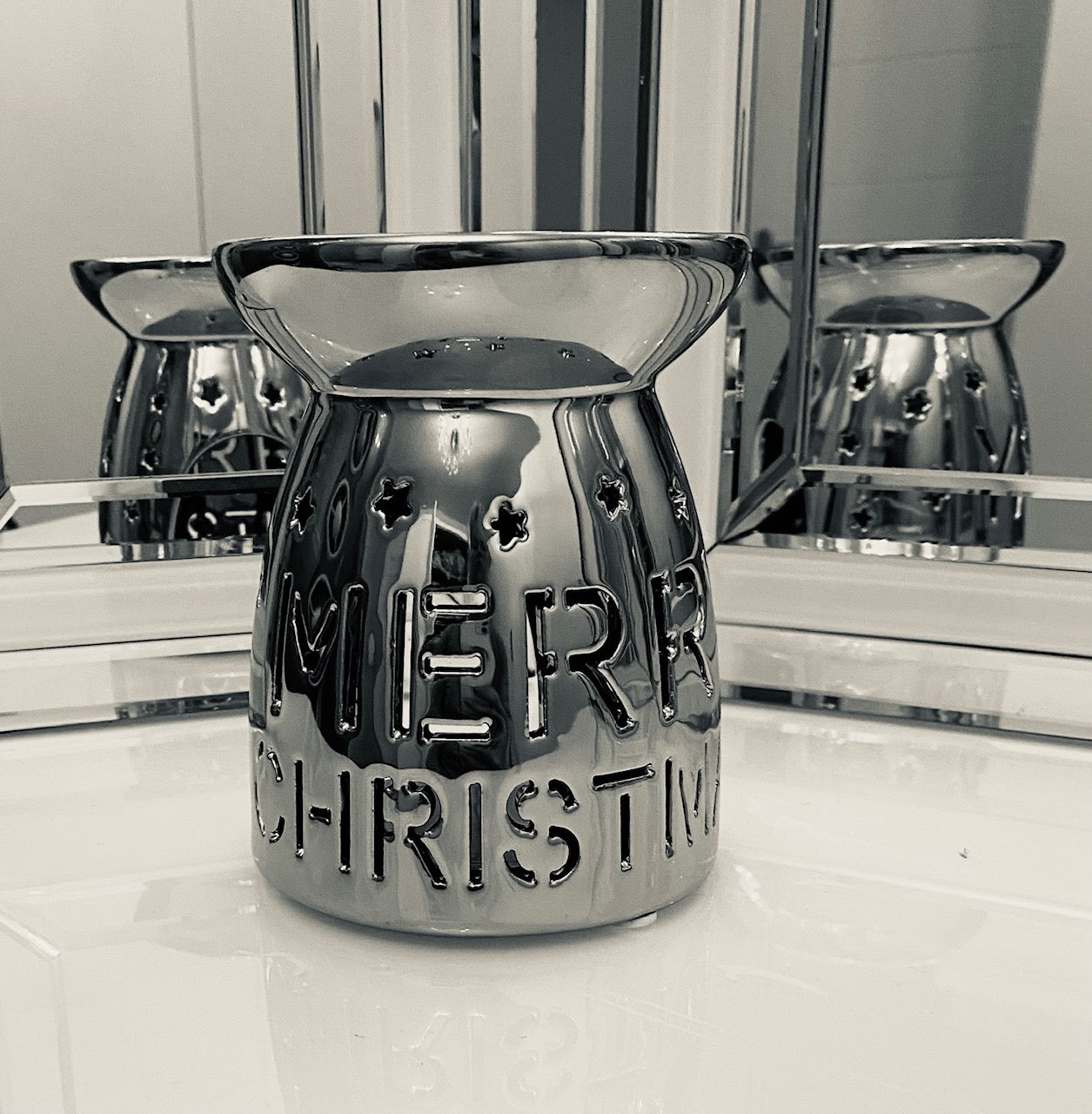 Silver Merry Christmas Wax Warmer