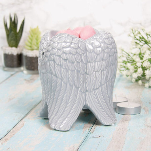 Angel Wings Melt Burner Oil Melt Warmer Grey Tea Light